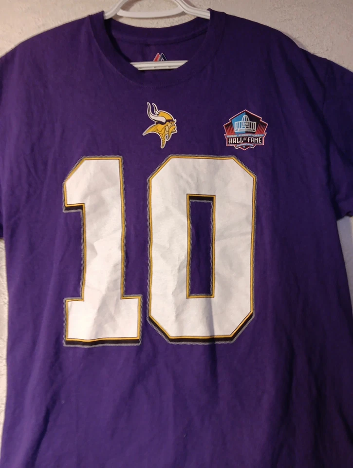 Camiseta Vikings Fran Tarkenton #10 Púrpura Para Hombres Grande Majestuosa Salón de la Fama  Foto 2 de 4
