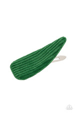 Paparazzi Colorfully Corduroy Green Hair Clip - New