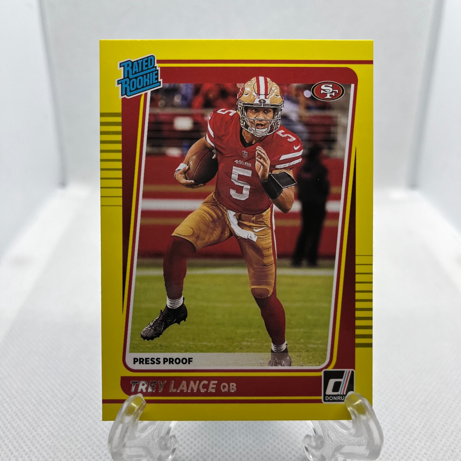 2021 Panini Donruss Rated Rookie Press Proof Yellow Trey Lance #254 Rookie RC