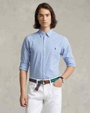 Polo Ralph Lauren Men's Slim Fit Gingham Stretch Poplin Shirt Blue/White Sz S