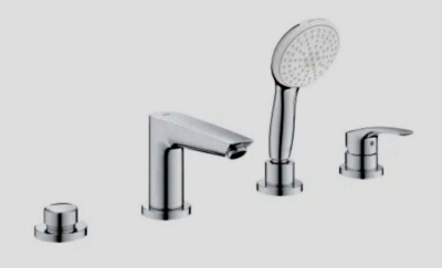 Grohe 25277003 Tempesta Deck Mounted Tub Filler w Hand Shower, Starlight Chrome