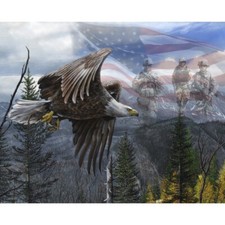 Free Like An Eagle Panel Fabric Soldier USA Digital Cotton David 35.5" Panel