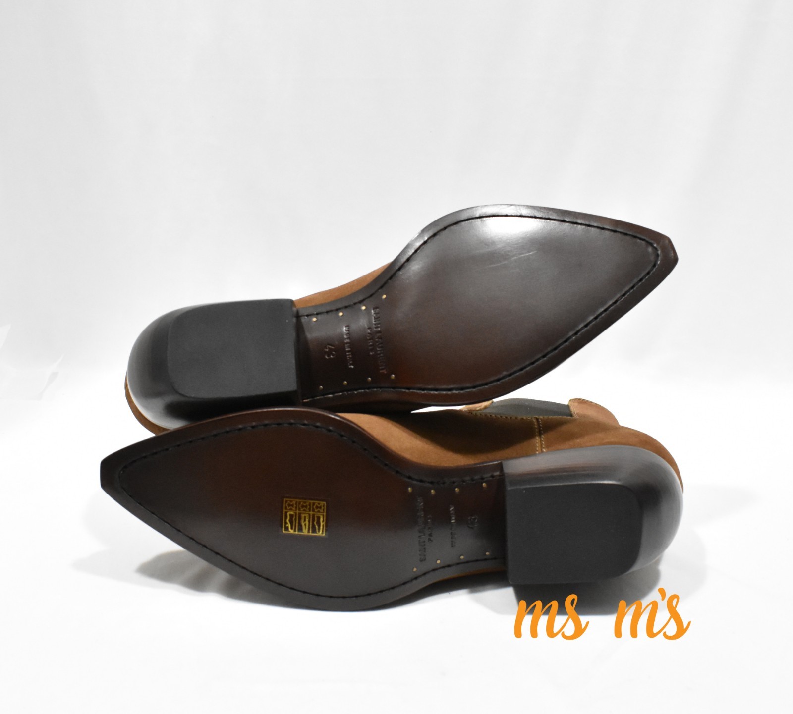 Stivali Chelsea Saint Laurent YSL Theo scamosciati nuovi con scatola BEIGE ABBRONZATURA US 7