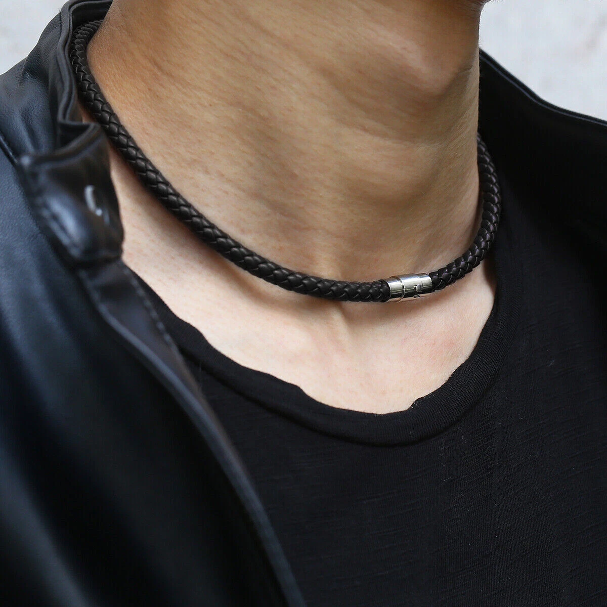 14&#034;-28&#034; Black Man-made Rope Necklace Choker Magnetic/Toggle | eBay