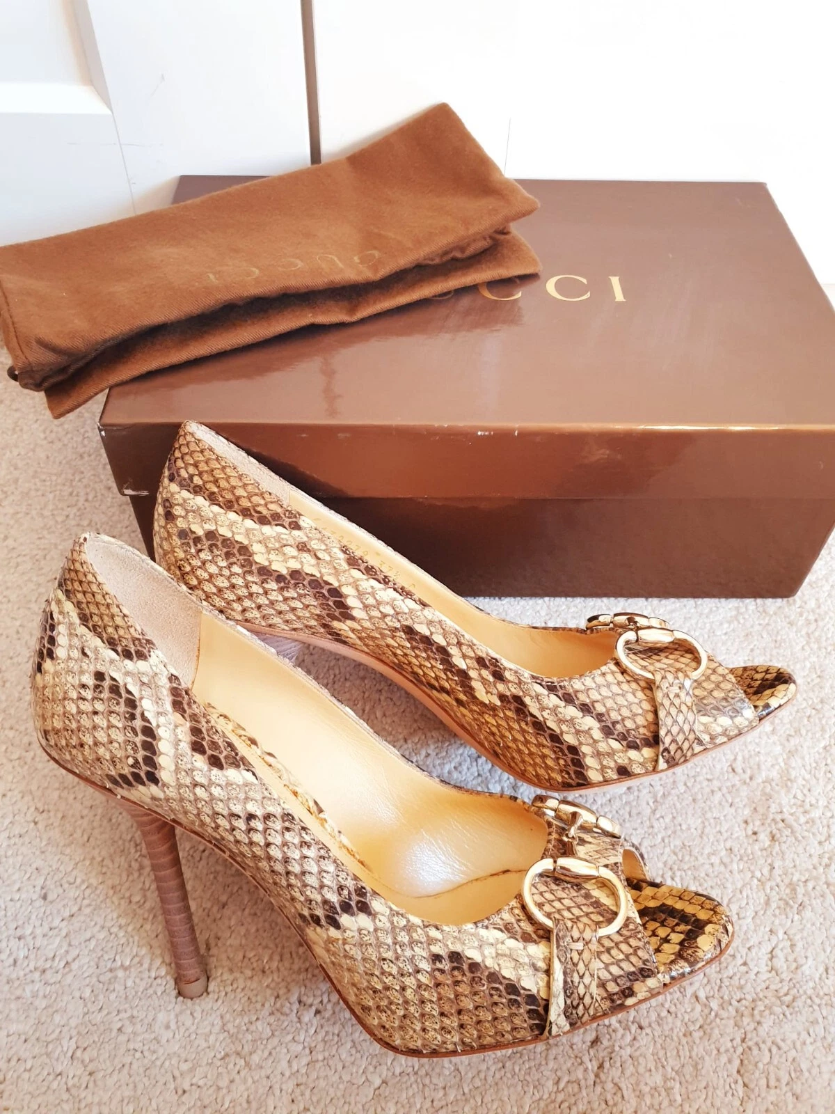 Chaussures à talons hauts GUCCI GG Marmont beige Horsebit EU 37,5/UK 4,5