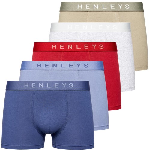 Henleys 5 Pack Mens Plain Boxer Shorts Essential Underwear Elasticated