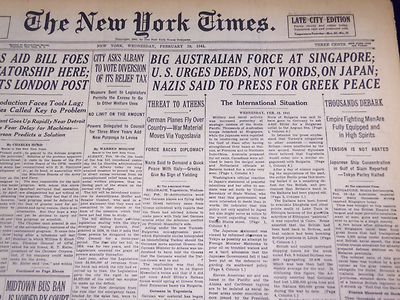 1941 FEB 19 NEW YORK TIMES - BIG AUSTRALIAN FORCE AT SINGAPORE - NT 1439