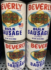 4~10 Oz Cans Cured Beverly Bulk Sausage Great With Eggs Or Grits