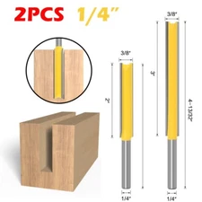 2x Extra Long Straight Router Bit YG8 Dual Blade Woodworking Tool  -  1/4" Shank
