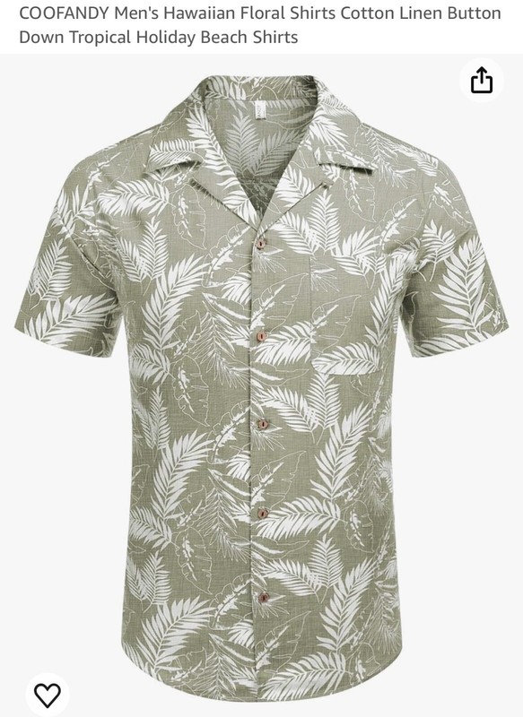 Coofandy Men's Hawaiian Floral Shirts Cotton Short  Sleeve Green NWT  Sz M
