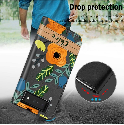 Flowers Wallet Case Personalised Leather Cover For Google Pixel 8 7 Pro 7A 8A 6A - Picture 5 of 82