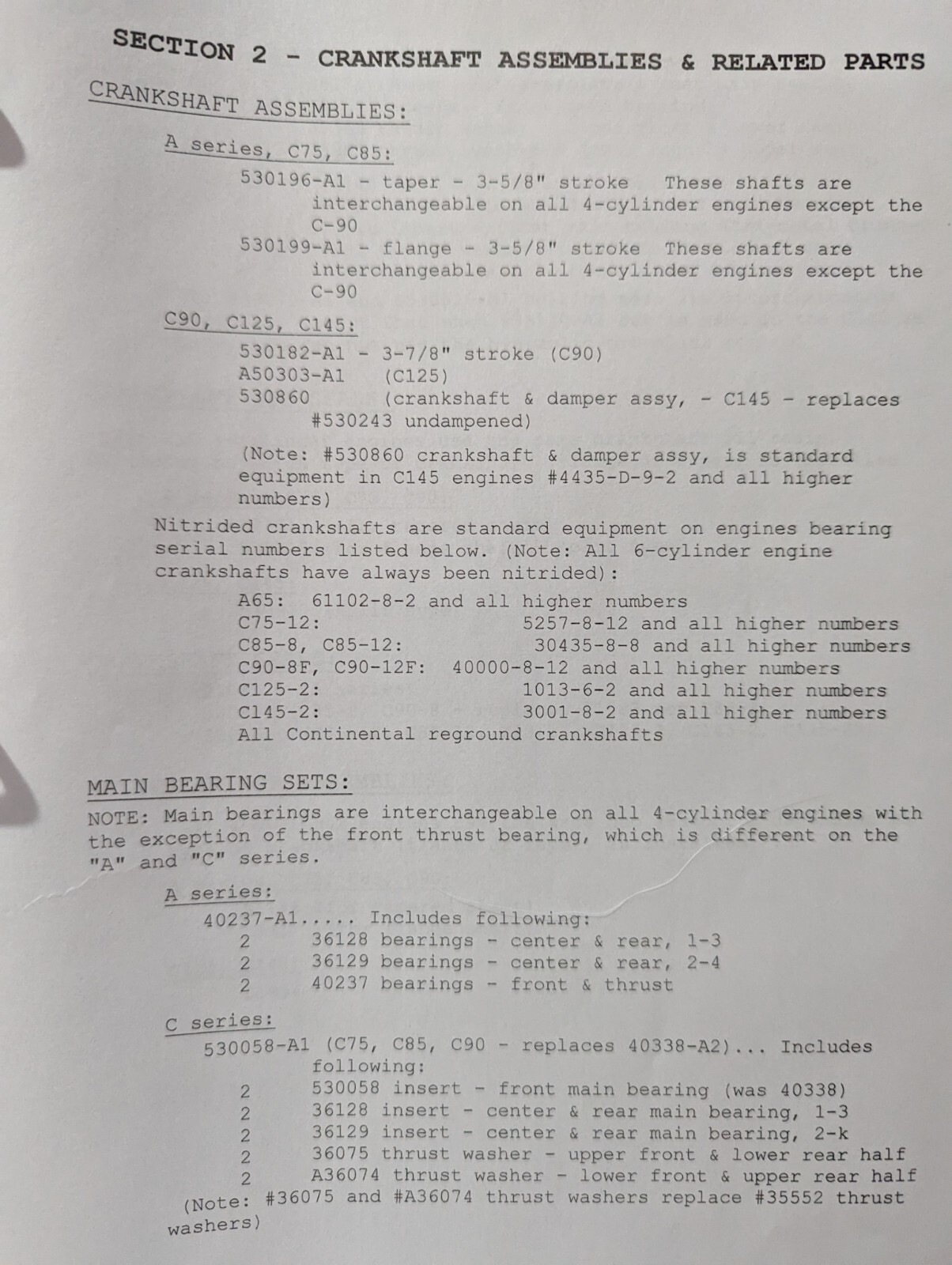 Yellow Tag Tapered Continental Crankshaft A65 A75 C75 C85 530196A1