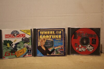 Lot of 3 PC Games, Monopoly, Wheel of Fortune, Yahtzee