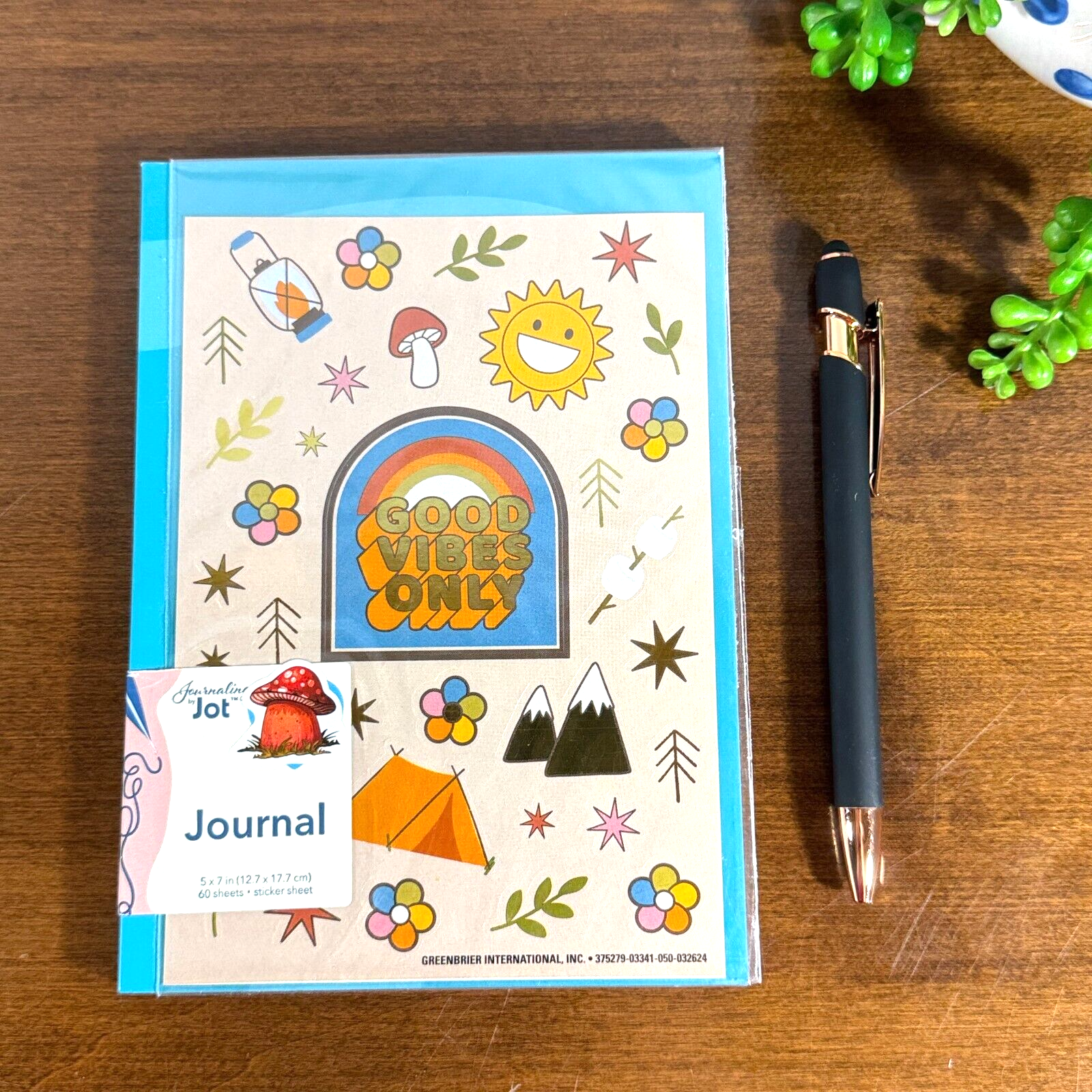 5x7 Lined Journal Notebook with Mushroom Camping Outdoor Diary Stickers-image
