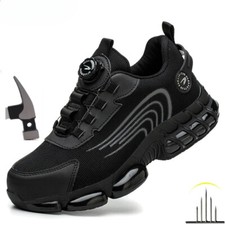 Rotary Buckle Security Men's Work Sneakers Breathable Steel Toe Safety Flat Boot