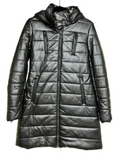 Vakko Sport Faux Leather Puffer Jacket Black Women’s Size Xs