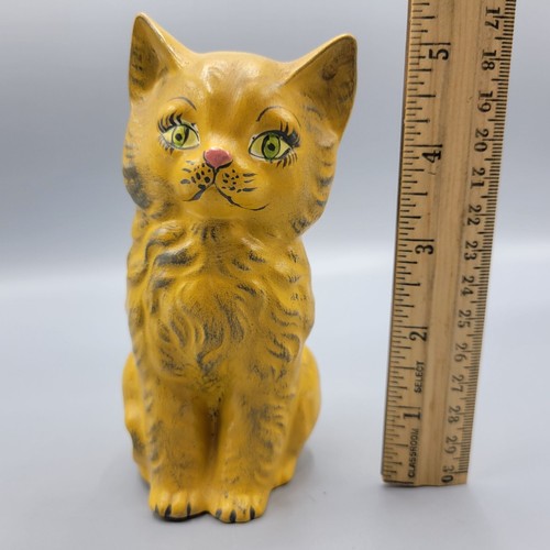 Vintage Yellow Sweet Kitty Cat Ceramic Coin Bank Home Shelf Decor - Picture 9 of 9