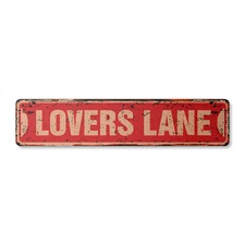 LOVERS LANE Vintage Street Sign Metal Plastic makeout make out submarine funny