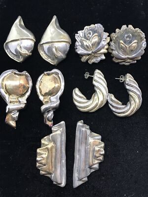 Vintage 925 Sterling Electroform Modernest 2-tone  Earrings *style choice    10