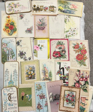 29 vintage greeting cards unused lot and box 40s 50s and 60s get well biblical