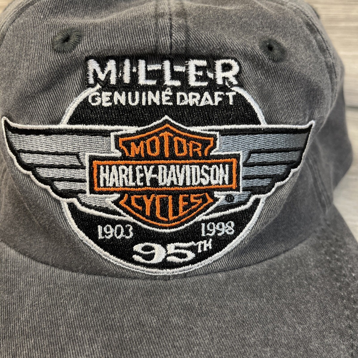 Harley Davidson 95TH 1998 Harley Davidson Miller Genuine Draft Hat Motorcycle Harley Davidson 95TH 1998 Harley Davidson Miller Genuine Draft Hat Motorcycle