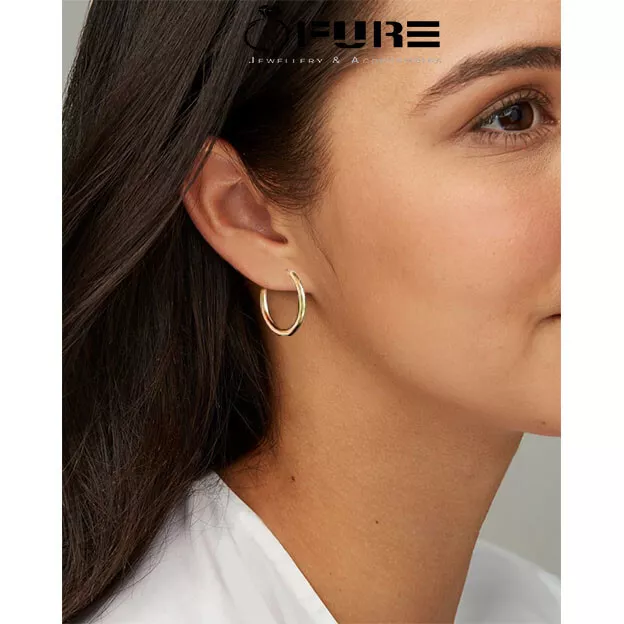 Gold endless hoop deals earrings 18k