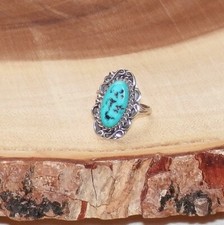 Vintage Southwestern Navajo Sterling Silver 925 Turquoise Stone Ring SIZE 8.25