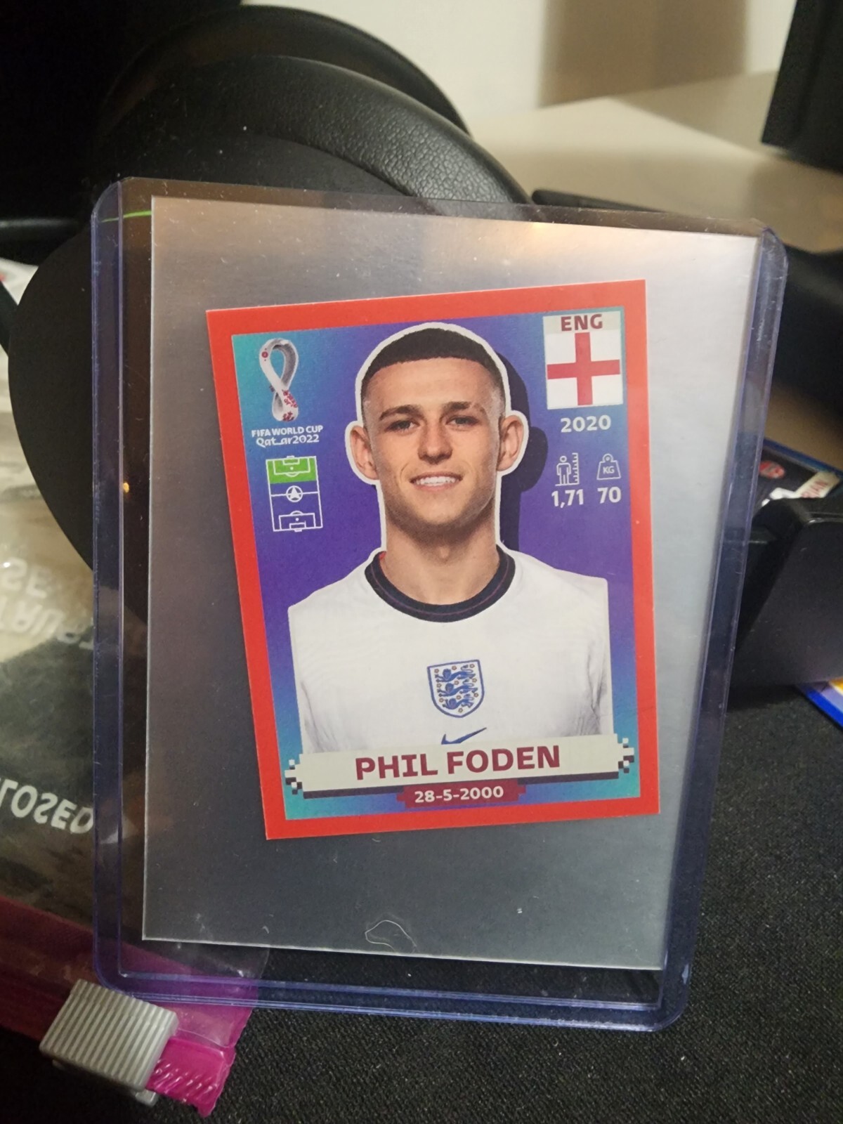 Panini 2022 FIFA World Cup England Phil Foden Sticker Red Parallel ENG17