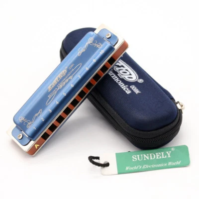 SUNDELY Fast Blue Easttop T008K Diatonic10Hole Portable Pro Blue Harmonica A-B-C-D-E-F-G
