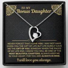 To My Bonus Daughter Necklace, Forever Love Gift Set, Gift for Daughter from Mom