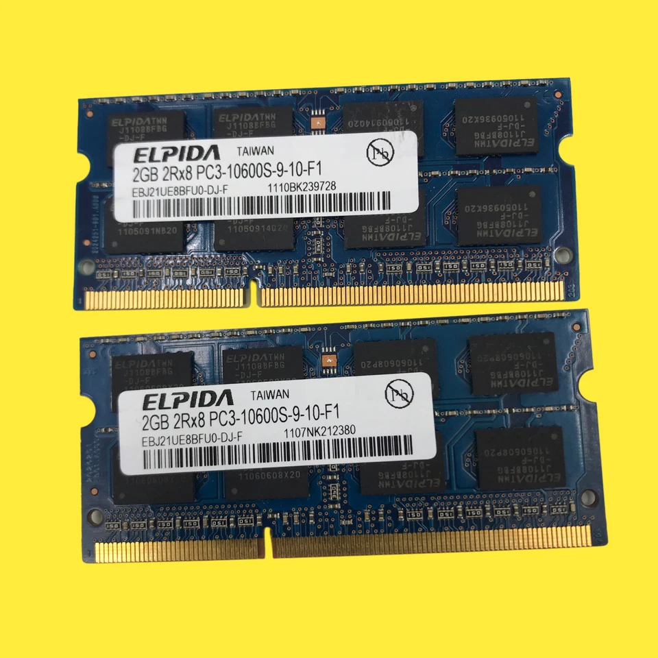 Lot Of 4 Elpida 2GB 2Rx8 PC3-10600S-9-10-F1 EBJ21UR8FU0-DJ-F #055 Z64/103 - Image 3 of 4