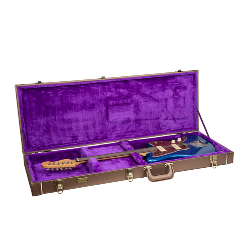 Crossrock Wooden Case for Jazzmaster/Jaguar Style Electric Guitars-Security Lock - Picture 6 of 39