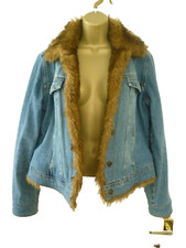 John Lewis Jfw Ladies Size 12 14 Blue Multi Pocket Faux Fur Trim Denim Jacket