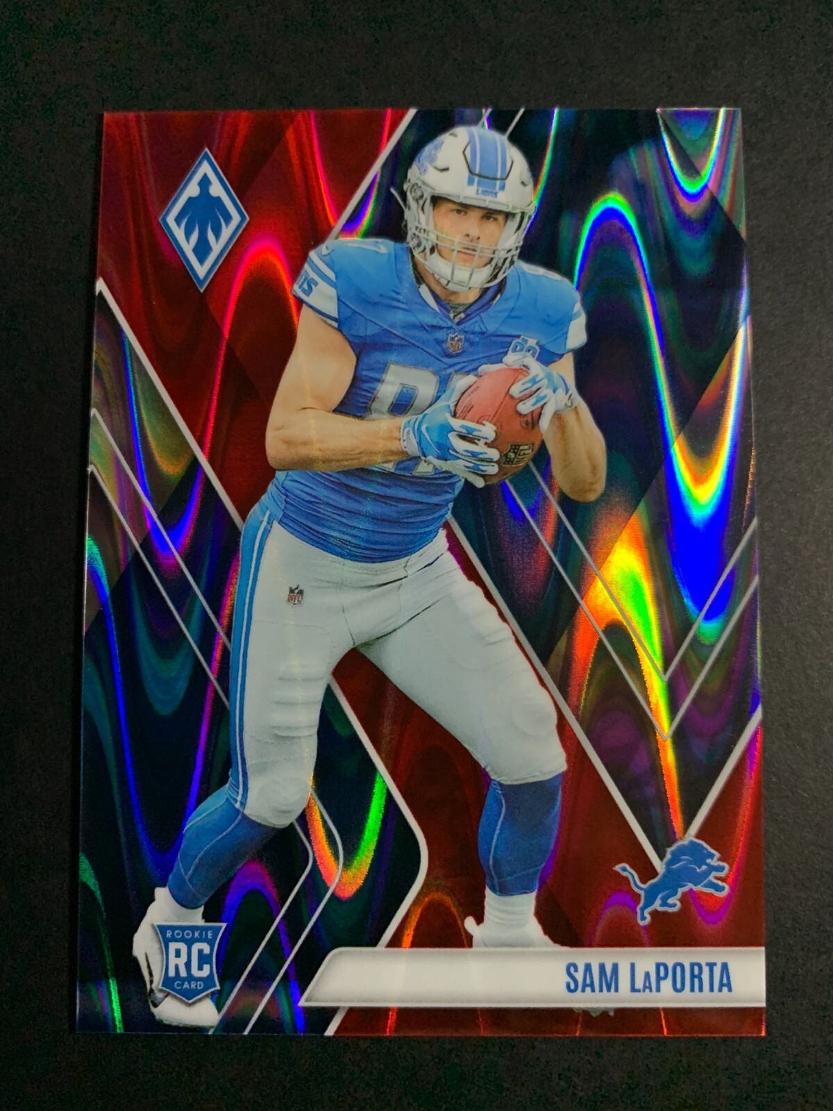 2023 Panini Phoenix Sam LaPorta #115 Rookie Red Seismic Wave /199