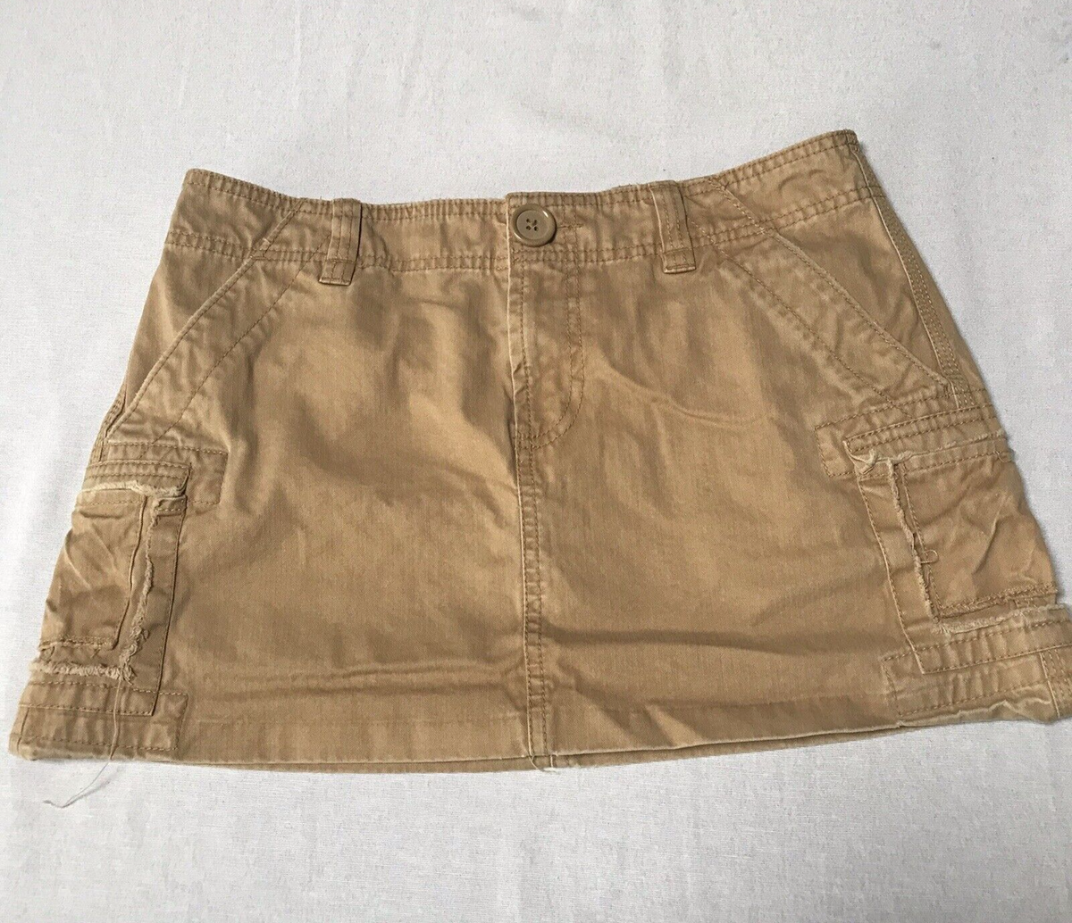 【U LAN】Vintage Fall-Up Cargo Mini Skirt Y2K Old Navy Mini Skirt 4 Ultra Low Rise Cargo Utility