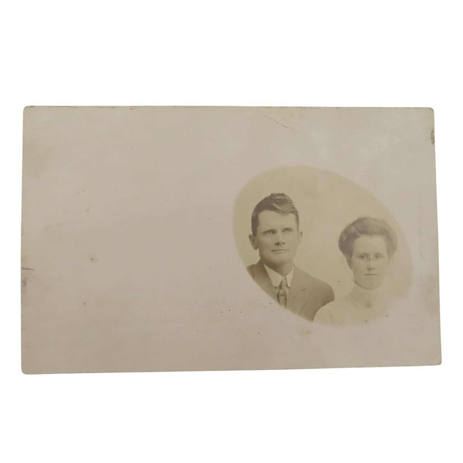 Antique 1909 Man Woman Husband Wife Photograph Postcard Oxford Wisconsin Posted