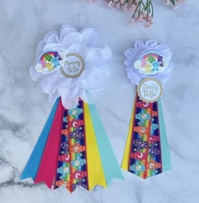 Care Bears Baby Shower Corsages Set , Mommy & Daddy Baby Shower Pins