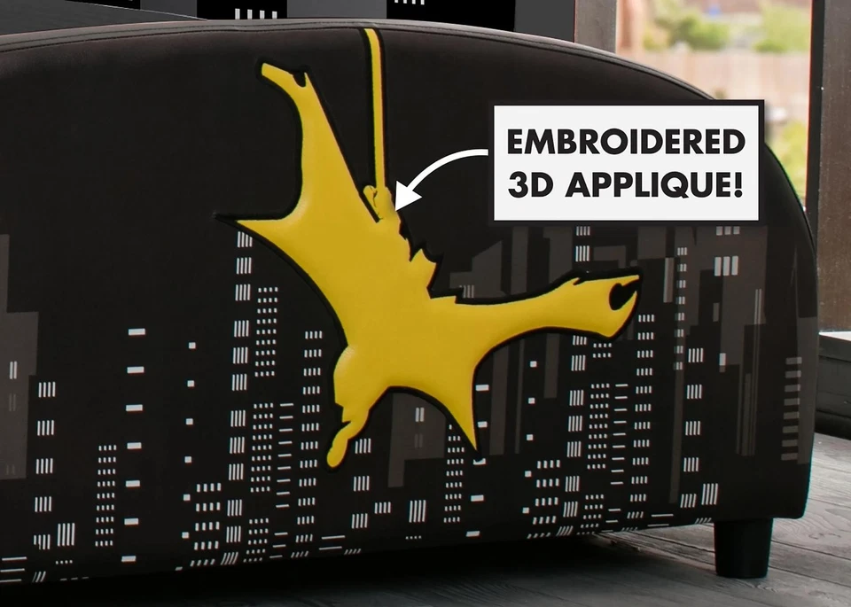 双人尺寸蝙蝠侠低调床软垫木框架儿童幼儿床 — 第 4/4 张图片