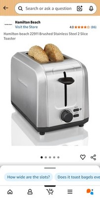 Hamilton Beach 2-Slice Stainless Steel Toaster Bagel Bread High-Lift