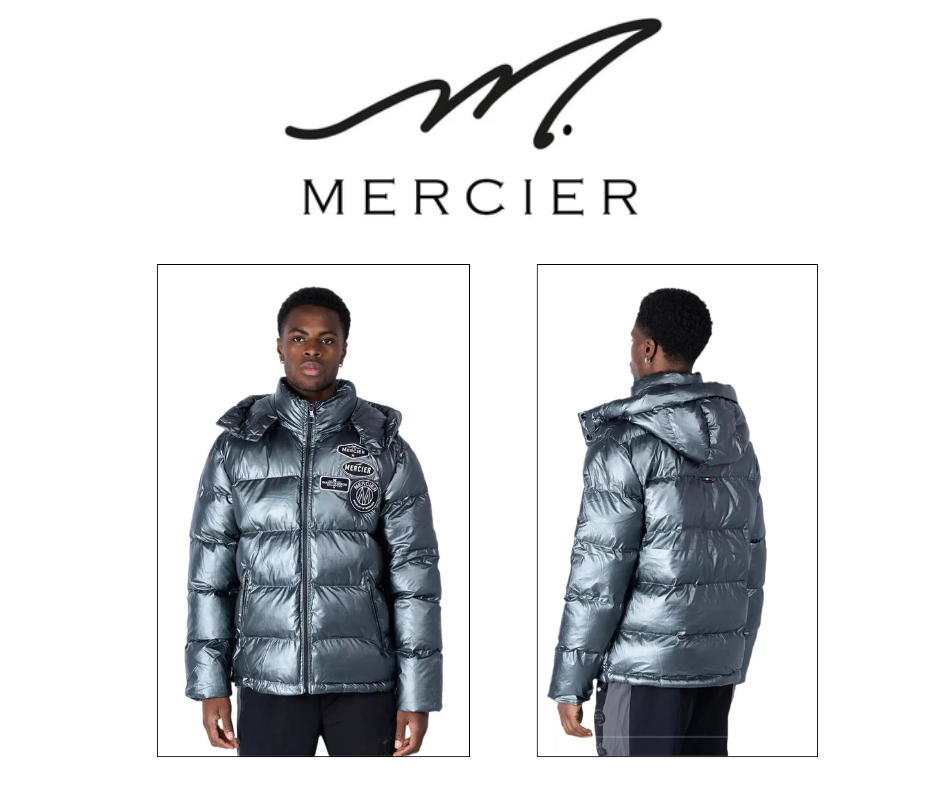 Mercier 177 MONOCHROME PARIS BADGE MTLC PUFFER JACKET HOOD BNWT