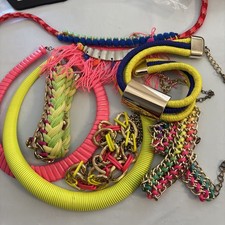 Vintage Neon Bright Necklaces Lot Of 7
