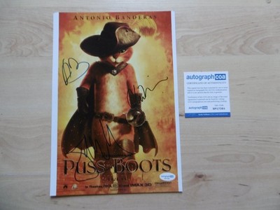 Antonio Banderas Miller Katzenberg puss boots autograph signed 20x30 photo ACOA