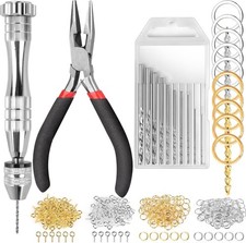 222PCS Pin Vise Hand Drill Set w/ Drill Bits 0.8-3mm Jewelry Keychain Tools