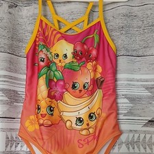 2013 Shopkins Girls One Piece Swimsuit Fruit Pink Orange Yellow Size 5/6