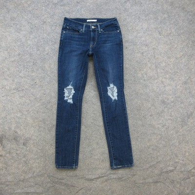 Levi's Women's 711 Skinny Jeans W27 L30 Dark Wash Distressed Stretch