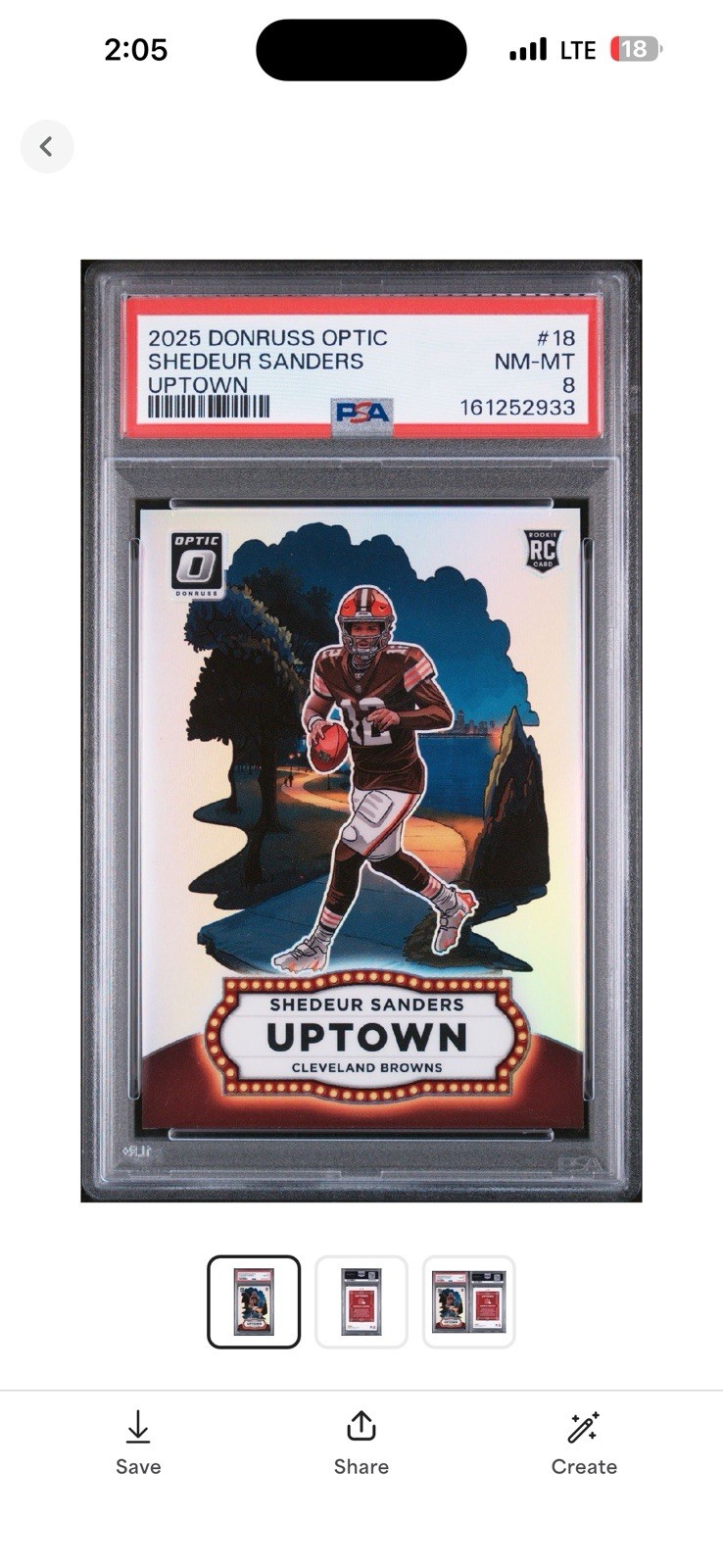 Shedeur Sanders Panini Donruss Optic Uptown #18 Base