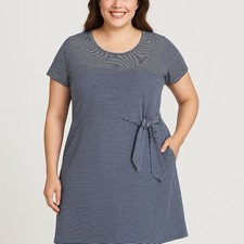 T by Talbots Striped Side-Tie Stretch Dress 3X – Classic Business Casual, Brunch