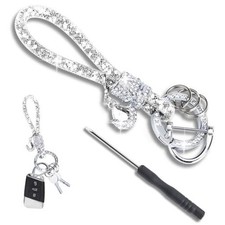 Crystal Bling Keychains for Women, Car Key Chain Glitter Key Ring White