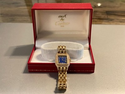 Cartier Panthere Uhr Damen Gold mit Diamanten,Vintage