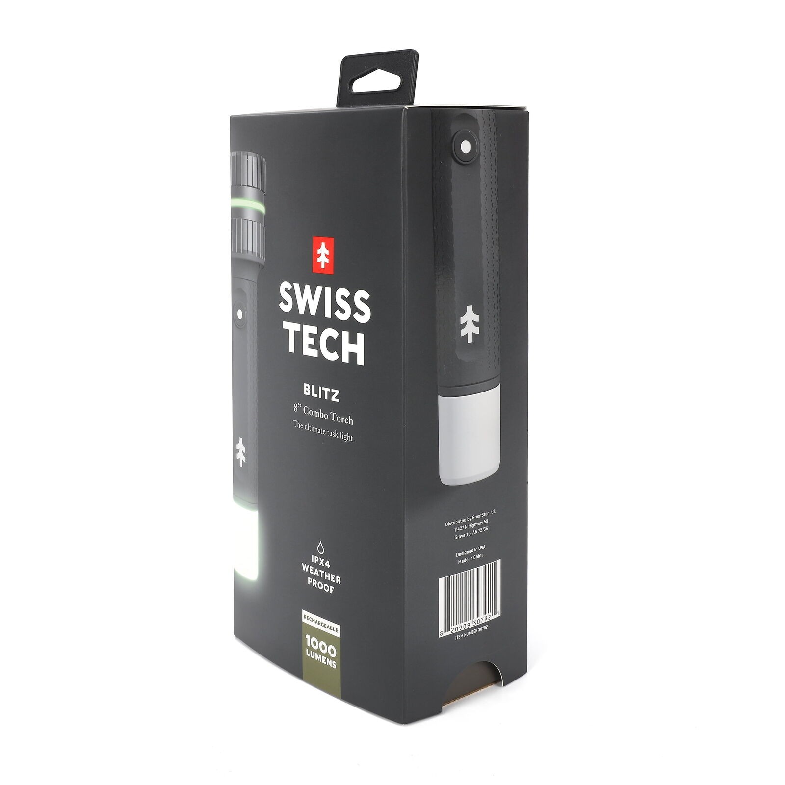 Swiss Tech 1000 Lumen LED Rechargeable Combo Flashlight, IPX4 Weatherproof